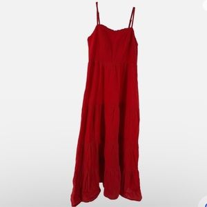 Red Knox rose maxi dress
